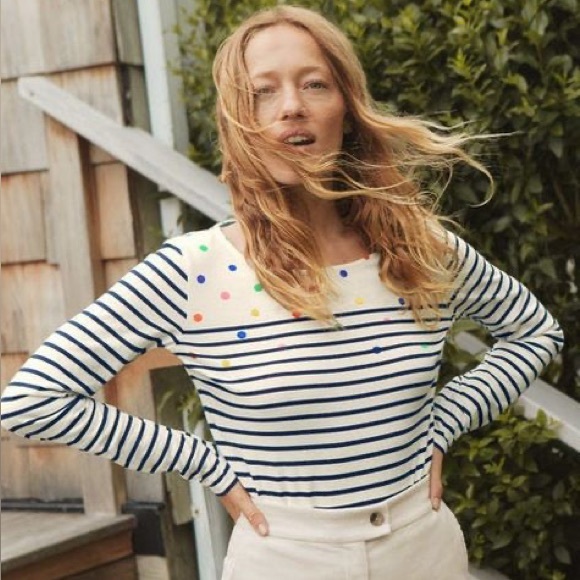 NWT Boden Breton Stripe + Polka Dot Long Sleeve Top Women’s 4 - Picture 1 of 13